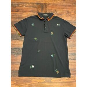 Fendi Embroidered Polo Shirt with Collar and Short Sleeves, Vintage Y2K